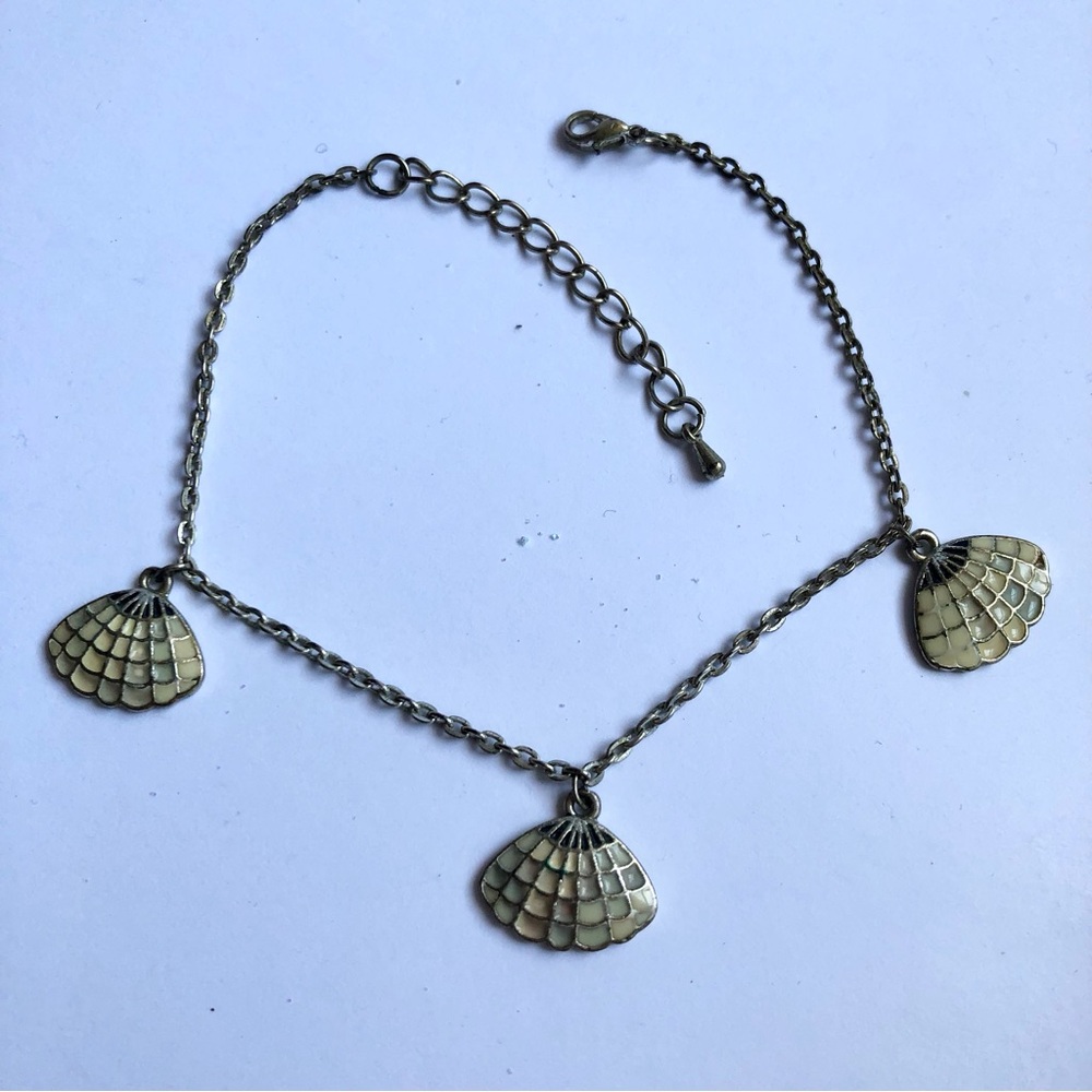 3 Shell charms ankle bracelet scallop shells